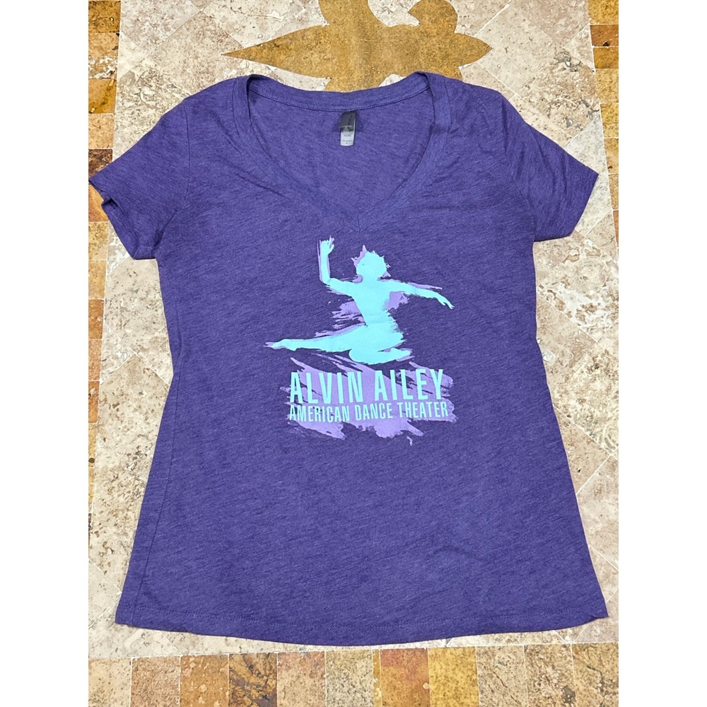 Next Level Alvin Ailey American Dance Theater Purple V-Neck Graphic Tee Large